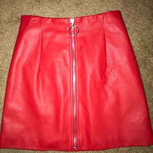 Pleather red mini skirt small